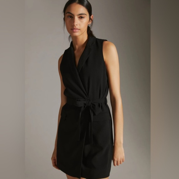 NWT Anthropologie Sleeveless Vest Black Mini Dress - Large - Picture 2 of 6